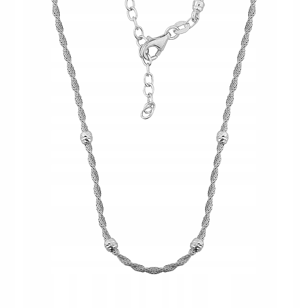 Stříbrný náhrdelník ryzost 925 Rhodiovaná Kolie s diamantovými kuličkami Pro Ni