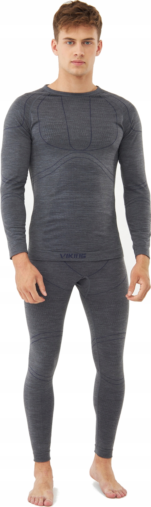 Pánské termoaktivní spodní prádlo Viking Lan Pro Set vel. M šedé/navy Merino Wool