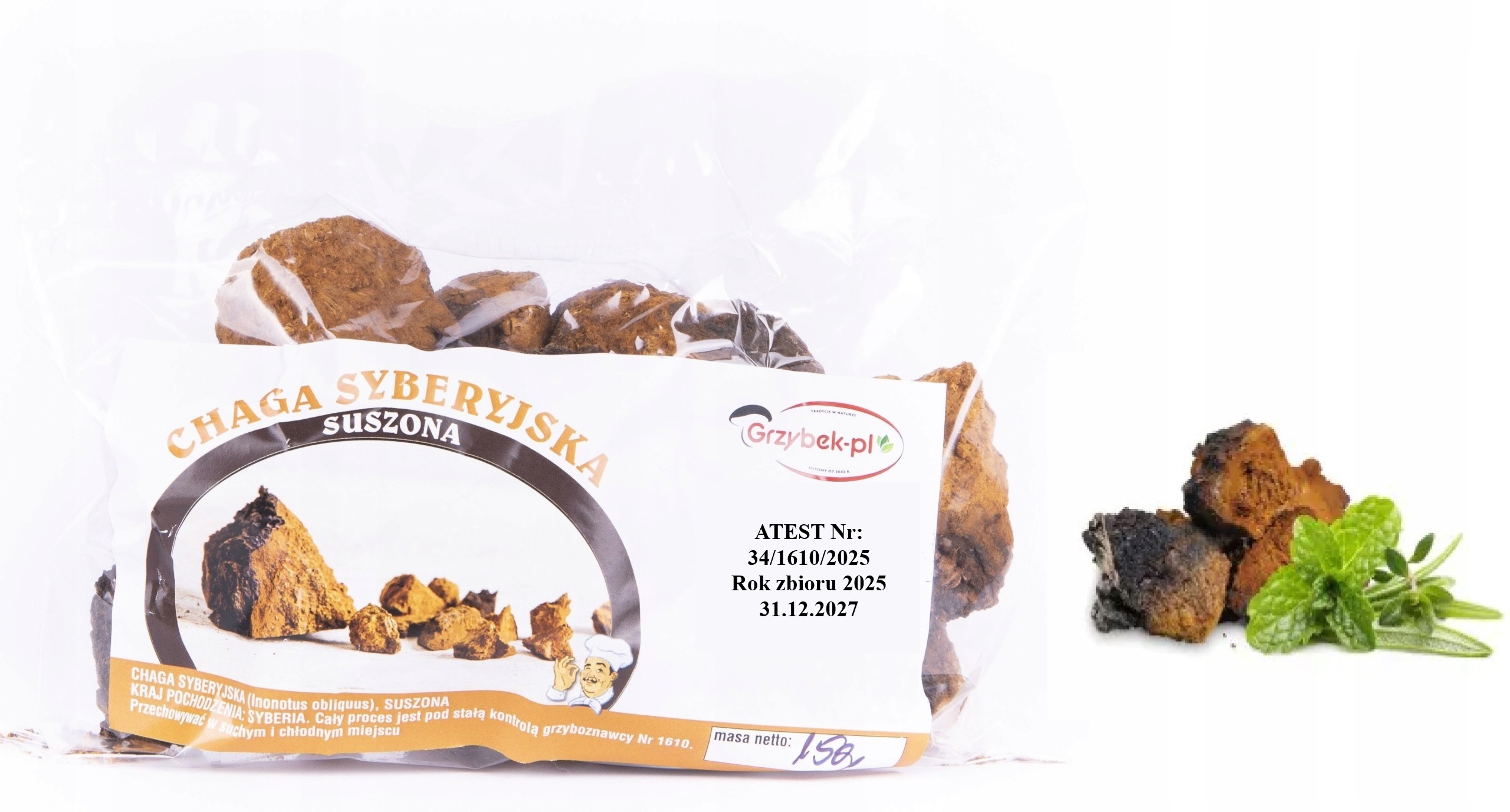 Levně Chaga Sibiřská (rezavec šikmý) 150 g sušené houby