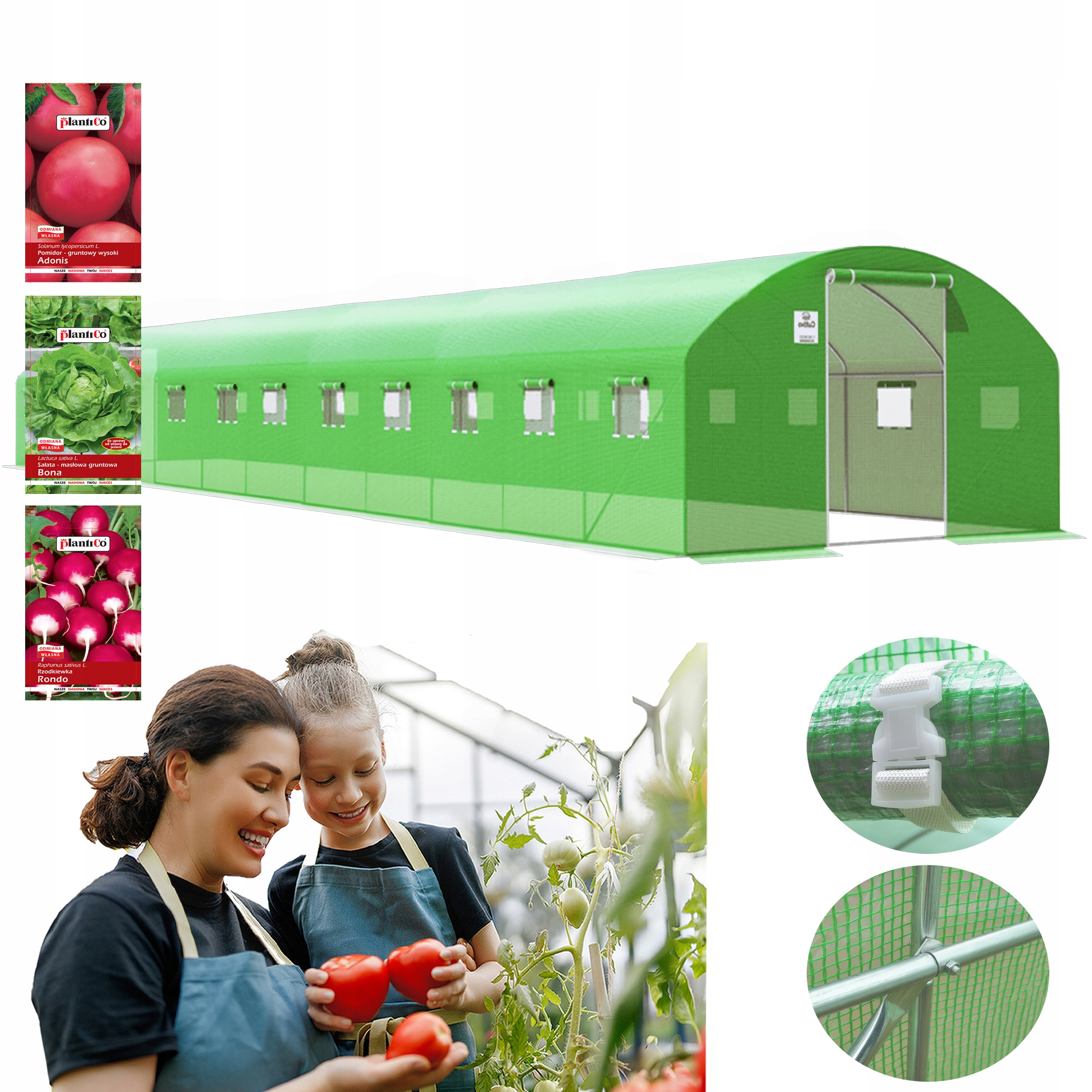 Fóliovník Zahradní Skleník 4x12x2 48m2 Dvojité Dveře UV-4 Bonus