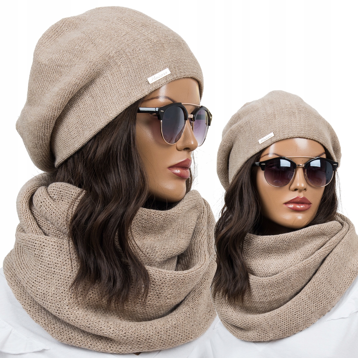 ZIMOWY Komplet CZAPKA BERET + KOMIN Szalik KOLORY