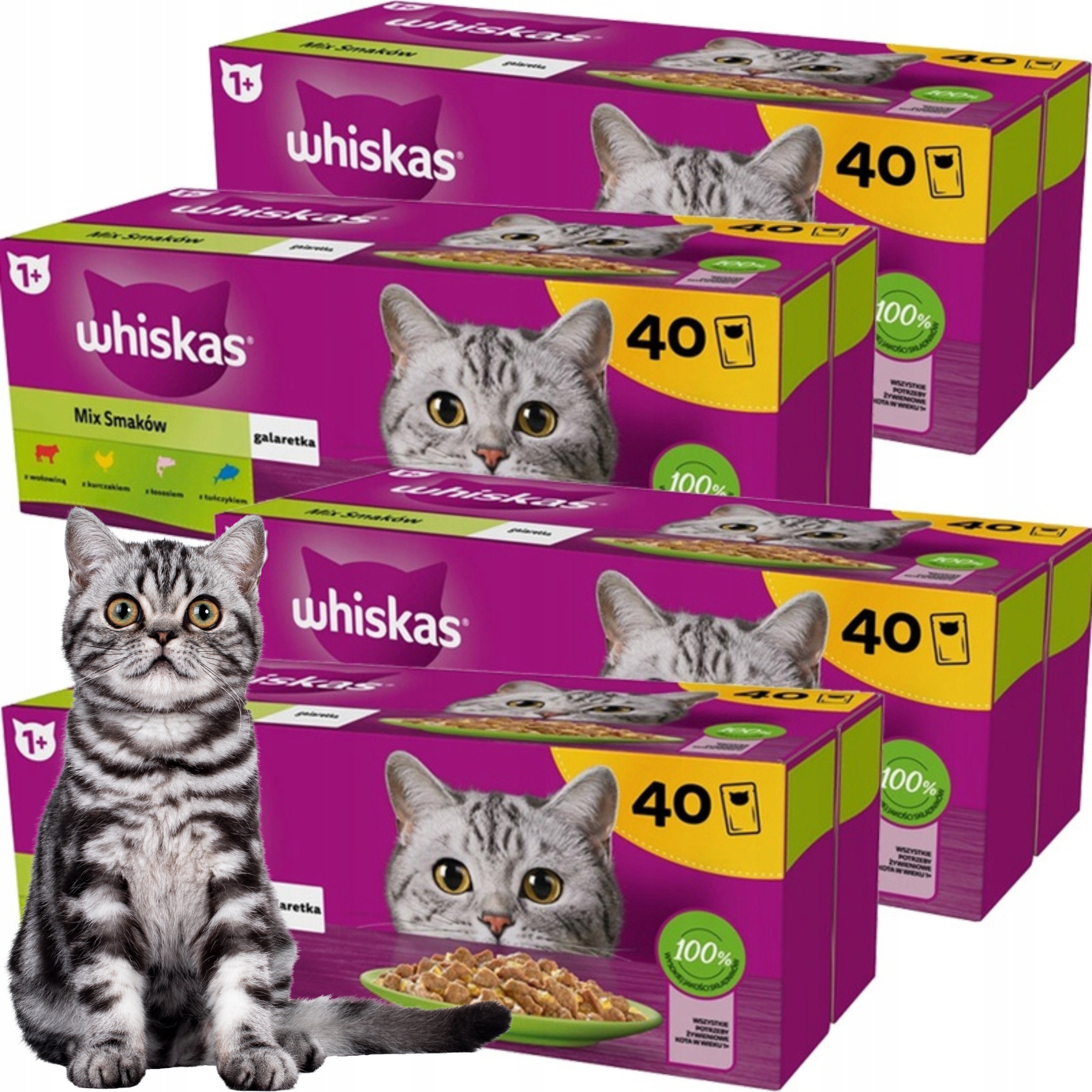 Levně Whiskas Mokré Krmivo Pro Kočky MIX Chutí V Želé 85g x 160