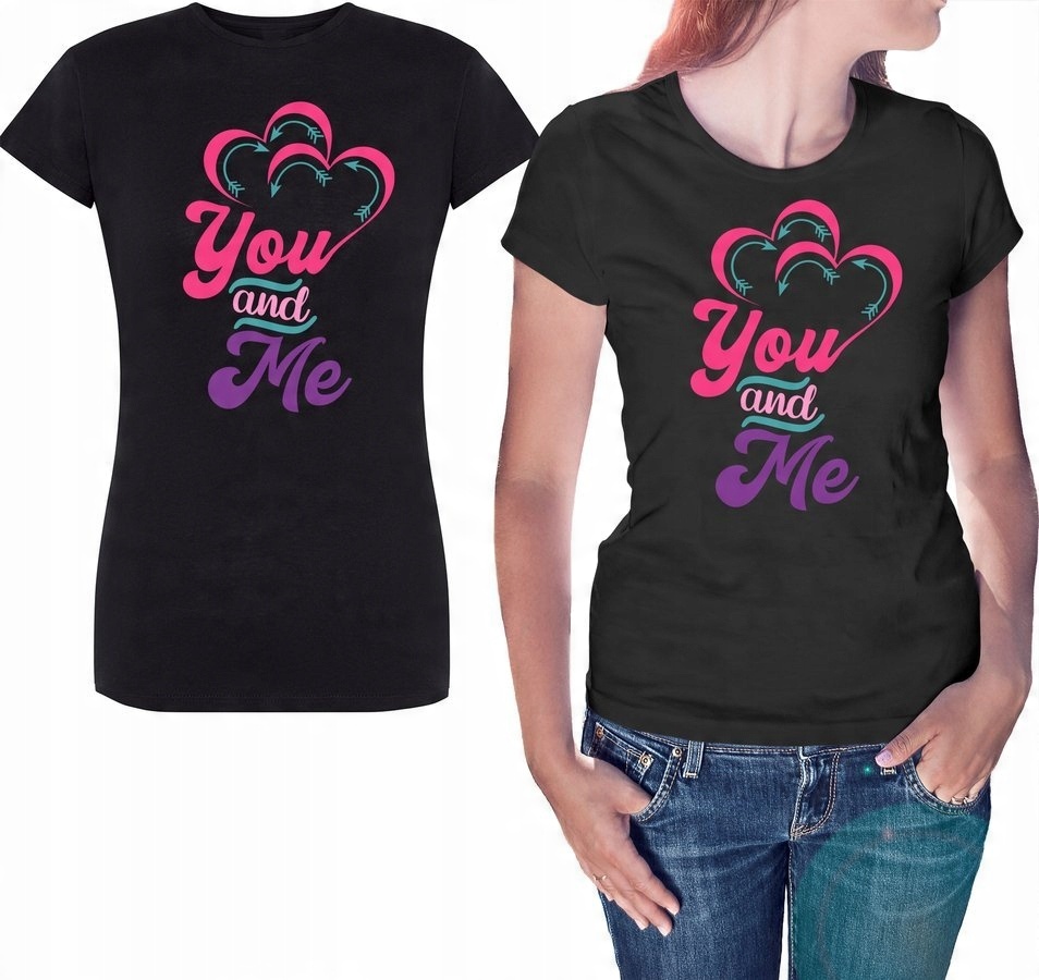 

Koszulka dla niej You And Me, prezent, czarna XL