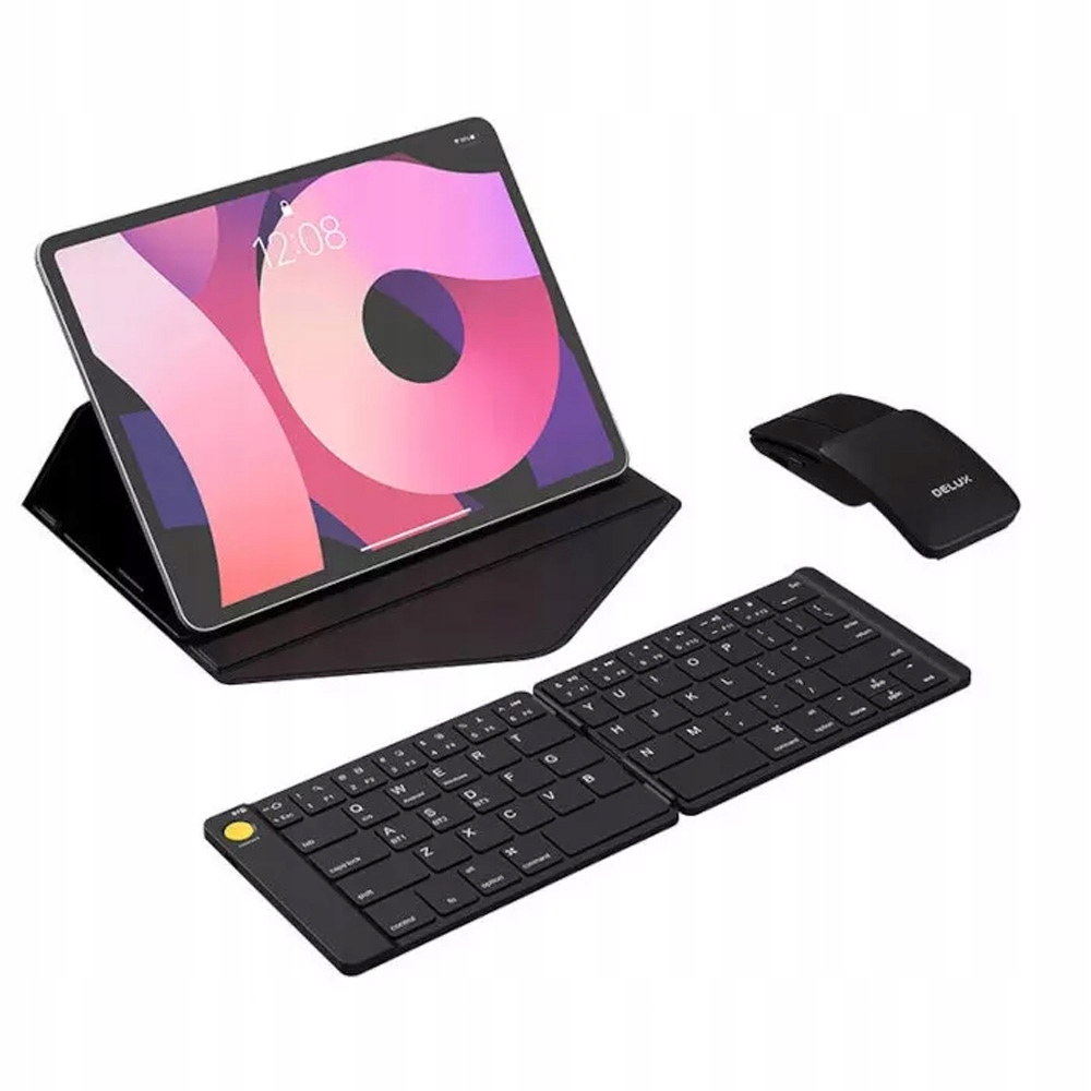 Składana Klawiatura i Mysz Bezprzewodowa Bluetooth Zestaw Etui Podkładka