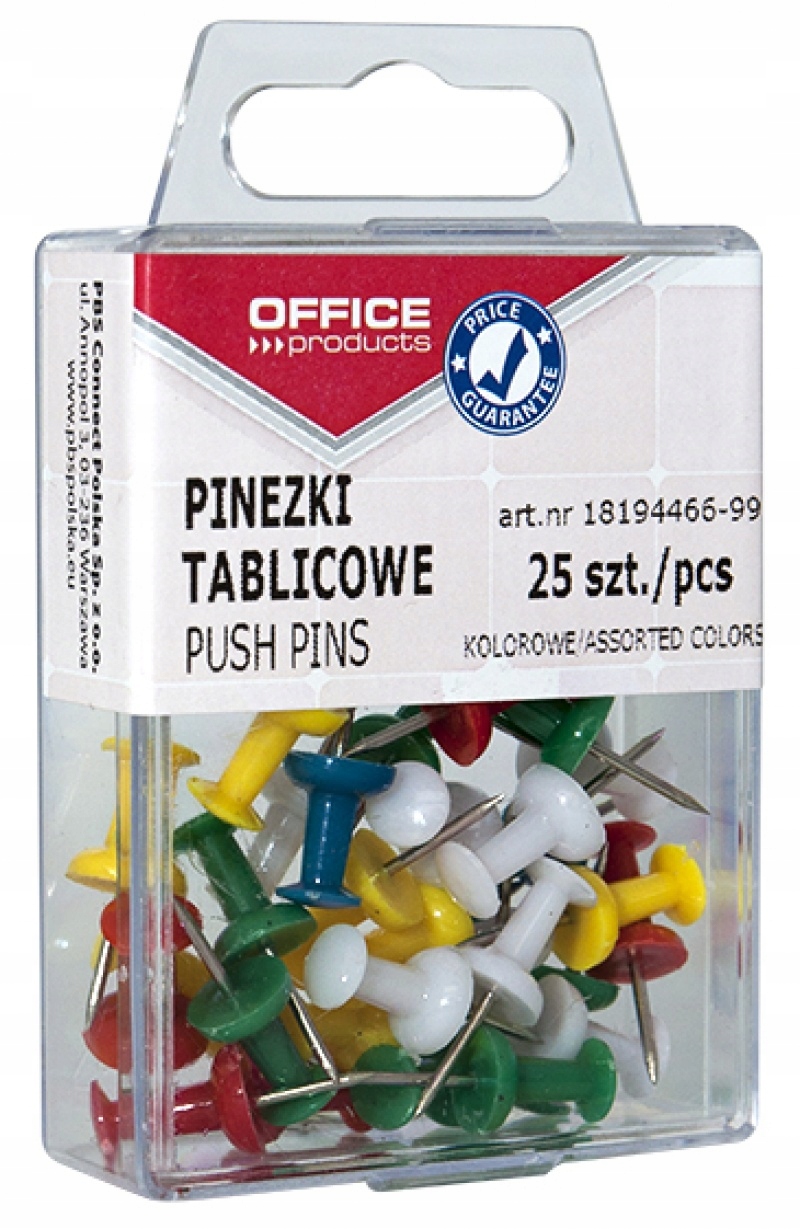 

Pinezki kolorowe beczułki 25szt mix do tablic