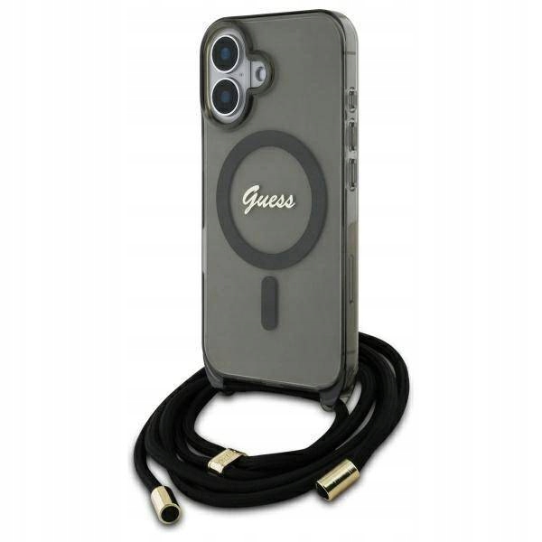 Guess Guhmp16Shctsgnsk pouzdro pro iPhone 16 Černá/černá Hardcase Crossbody