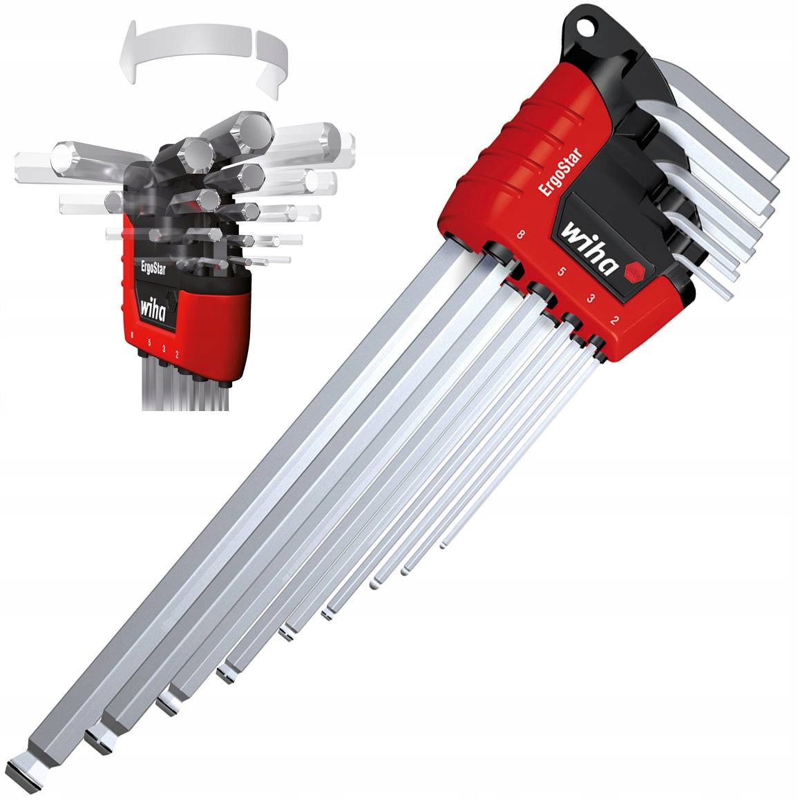 WIHA ШЕСТИГРАННІ КЛЮЧІ З КУЛЬКОВИМ ШЕСТИГРАННИКОМ 9ШТ