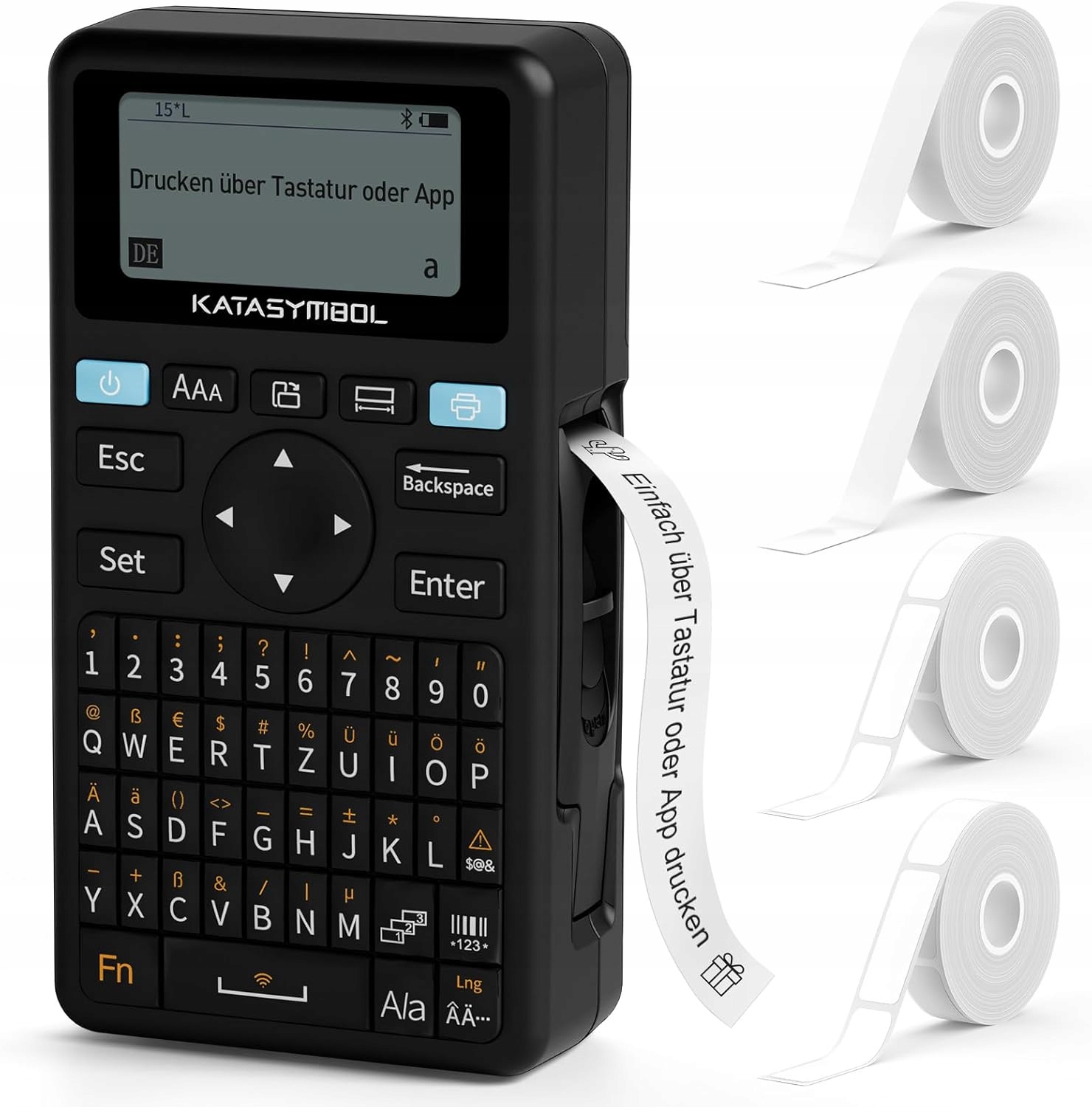 Tiskárna Štítků Bluetooth S Klávesnicí Qwertz Černá
