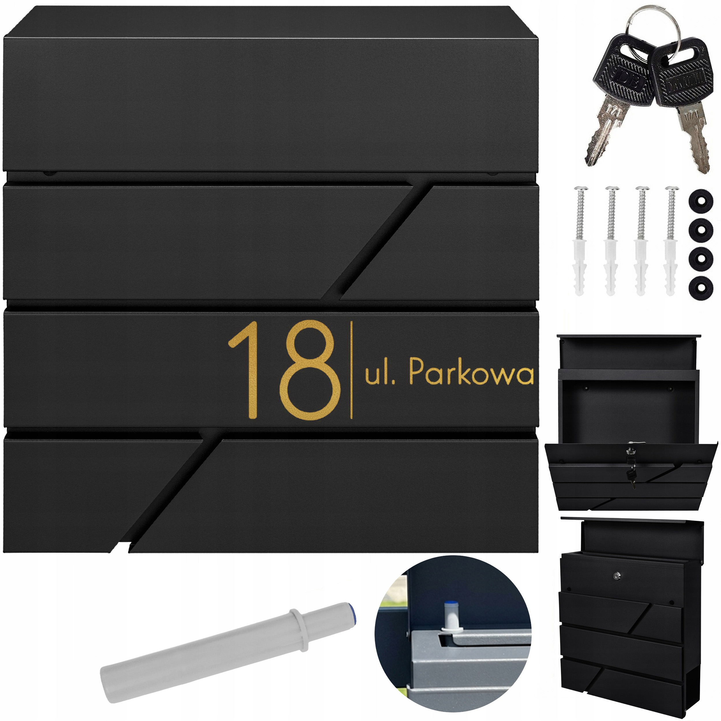 Moderní Poštovní Schránka Černá Zlatý Vzor