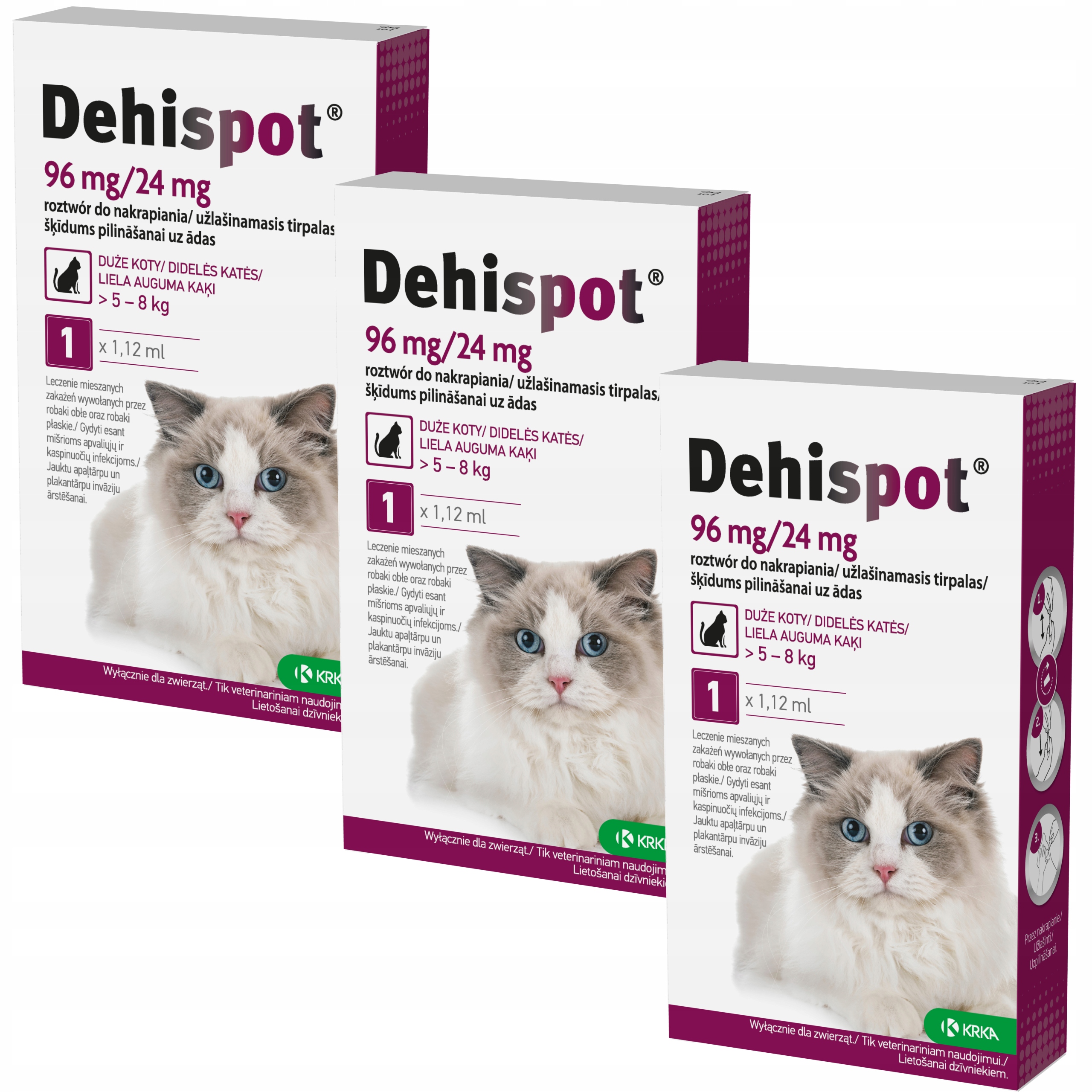 Dehispot Krople Na Robaki Pasożyty Dla Dużego Kota 3x1,12ml