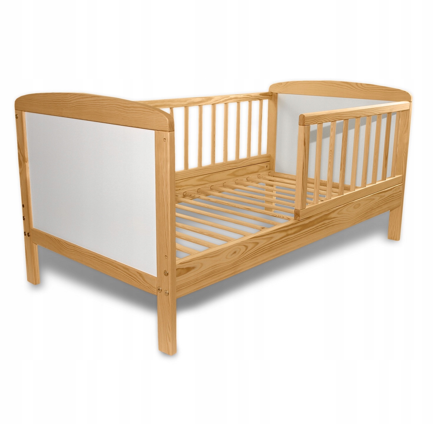 Čalouněná dětská postýlka pro děti ve věku 1-4 let 120 x 60 cm borovice bílá
