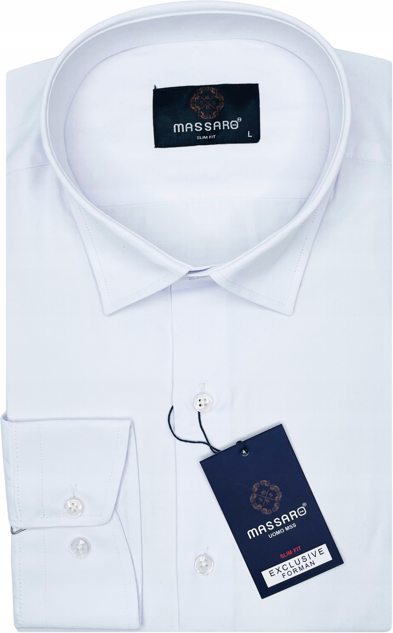 

Slim-fit Gładka Biała Koszula Męska
