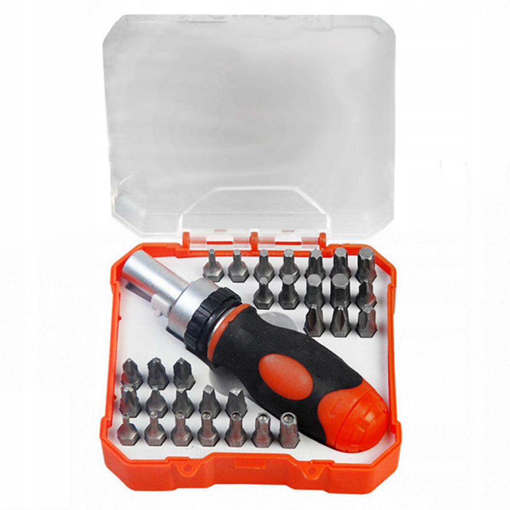 ZESTAW WKRĘTAK ŚRUBOKRĘT Z GRZECHOTKĄ 30 BITÓW UCHWYT MAGNETYCZNY WALIZKA Waga produktu z opakowaniem jednostkowym 0.293 kg