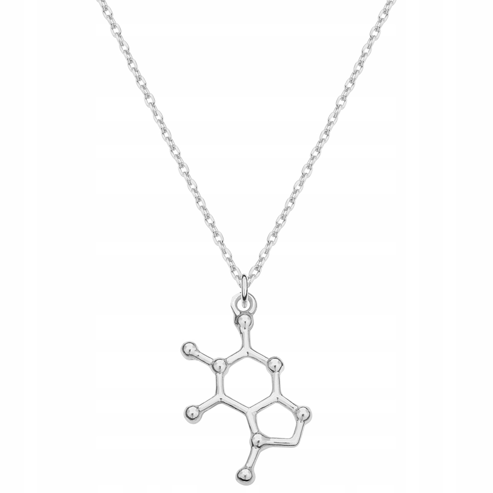 

Naszyjnik srebrny z wzorem chemicznym czekolady