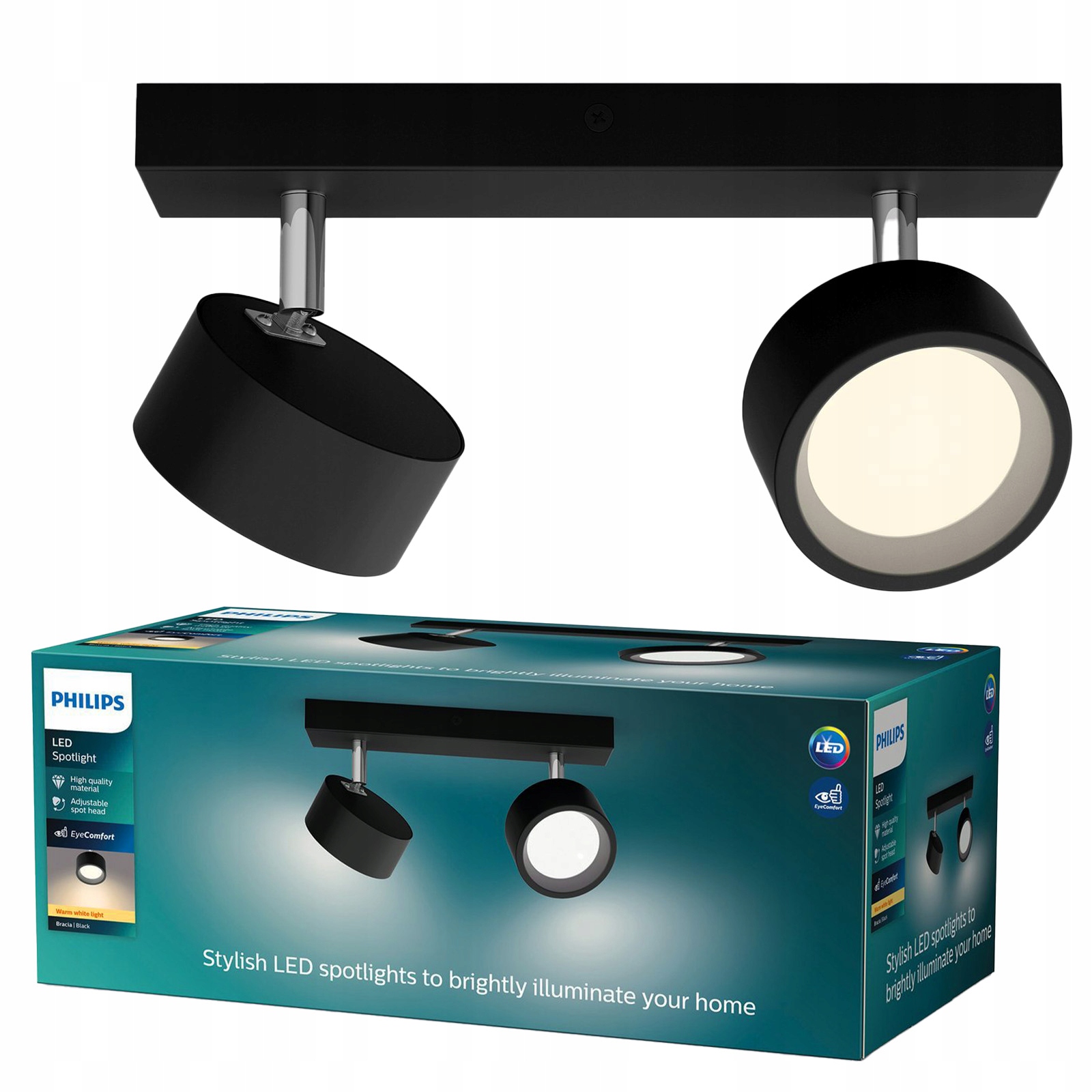 stropní svítidlo Led reflektor 11W 1100lm 2700K Černé Bracia Philips