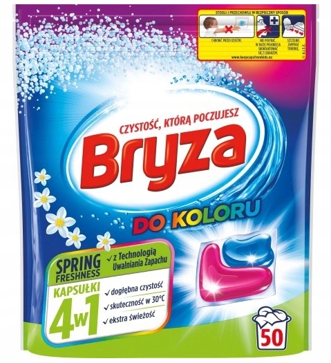

Bryza, 4w1 Kapsułki do prania kolorów, 50 sztuk