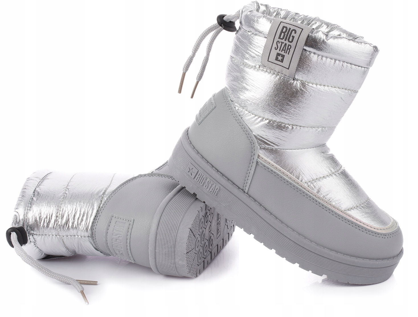 BIG STAR OCIEPLANE ŚNIEGOWCE DZIEWCZĘCE DZIECIĘCE ZIMOWE BUTY SREBRNE r. 35 Kolor srebrny