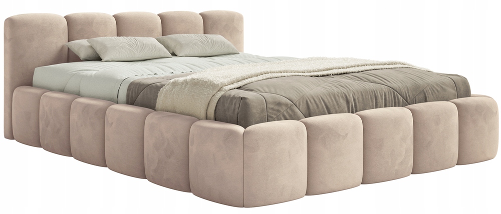 Čalouněná postel 160 x 200 cm Cloudy Low béžová, sametová