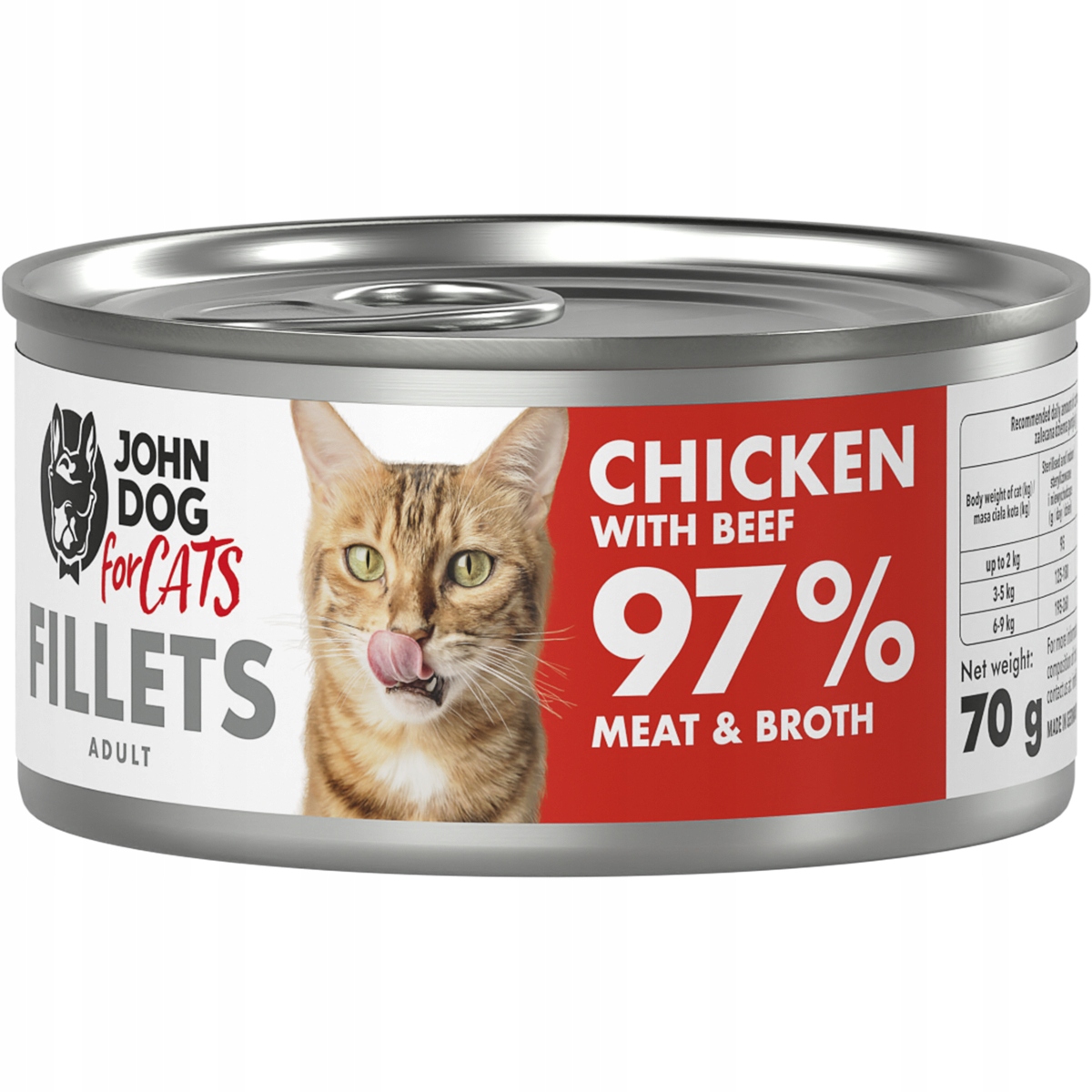 Levně 8x John Dog for Cats Kuřecí filé s hovězím masem 70 g