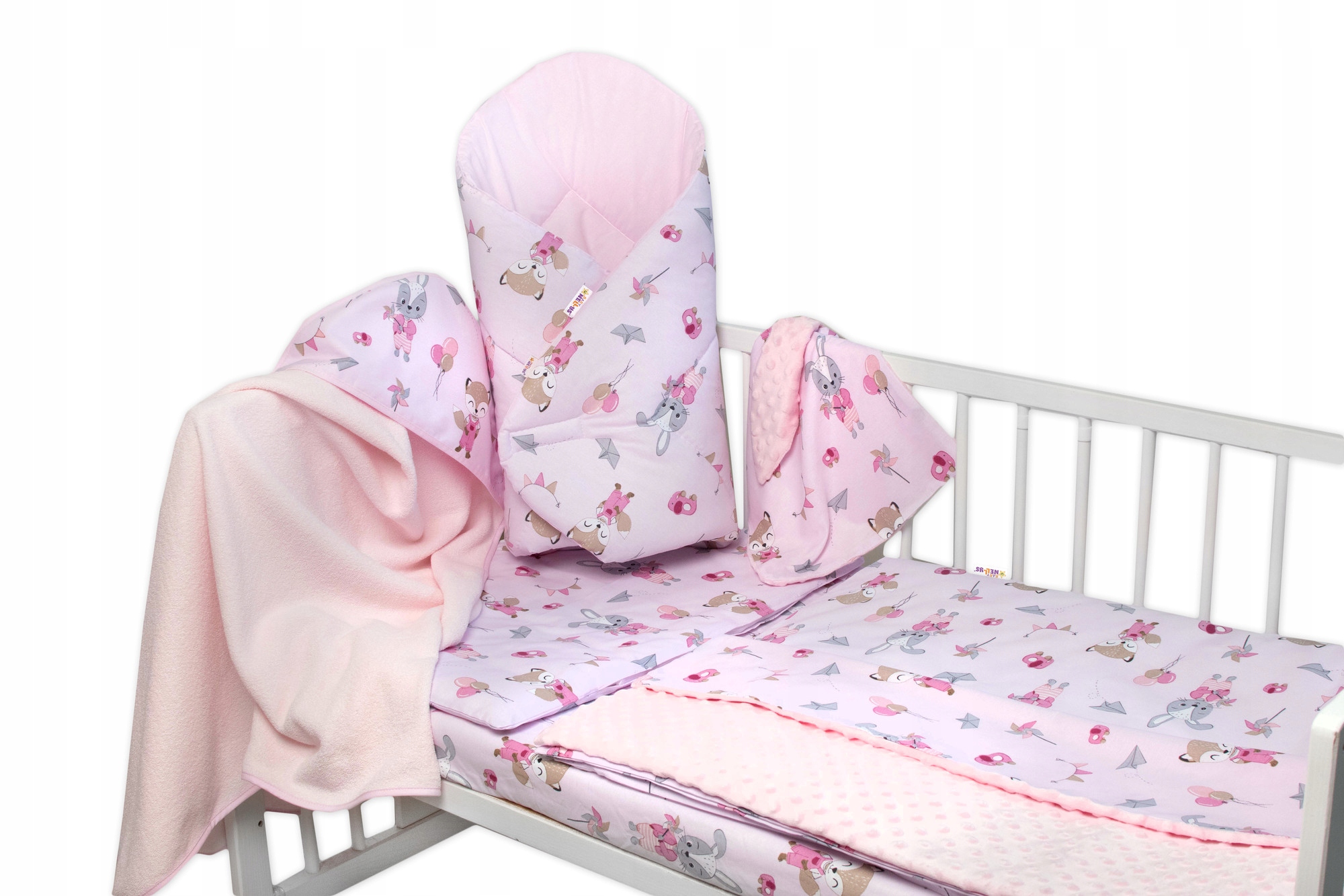 6D výhodná sada s dárkom pre miminko, 120x90 Liška a zajíc, ružová