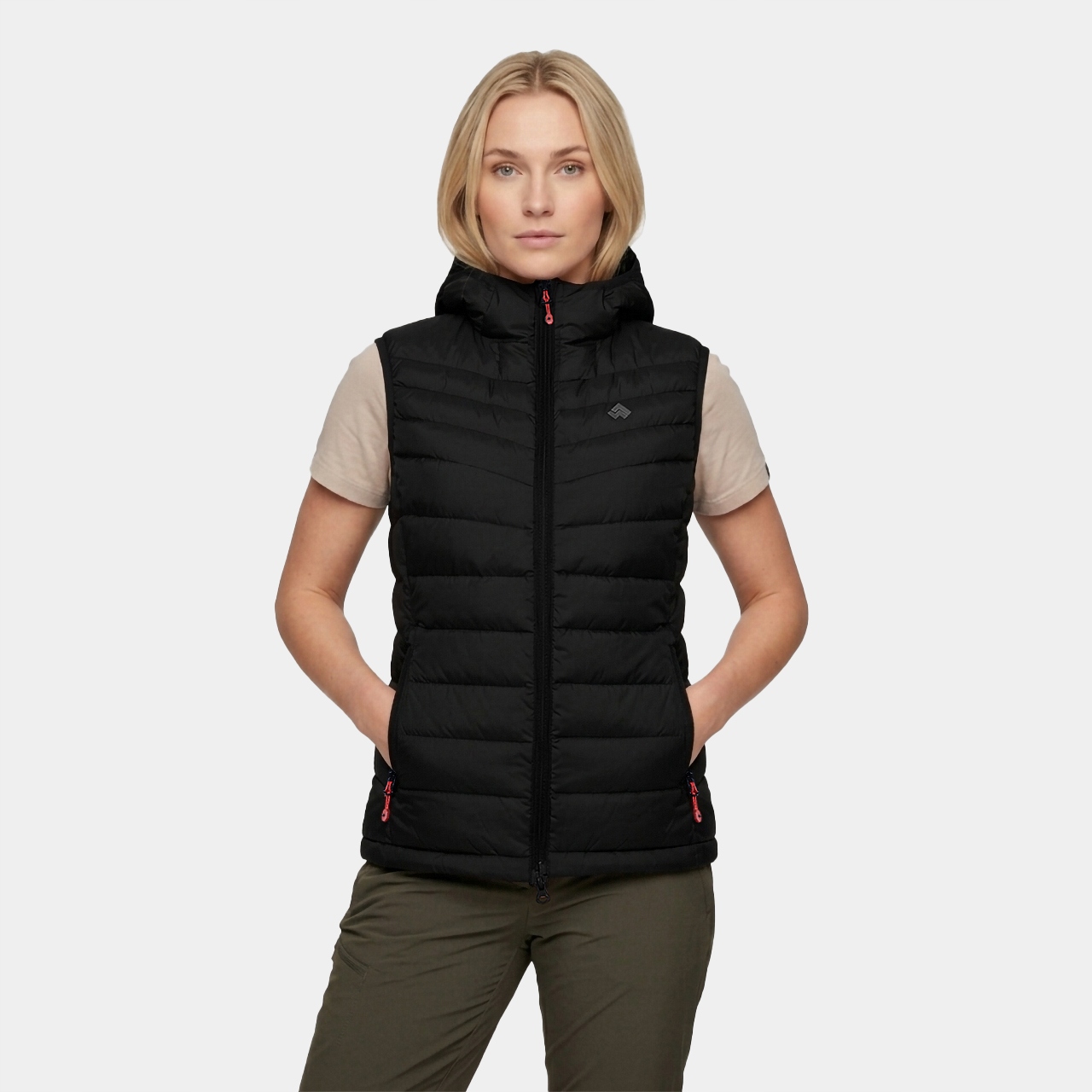 Kamizelka damska Alpinus Aluta czarna ciepła, z kapturem outdoorowa S