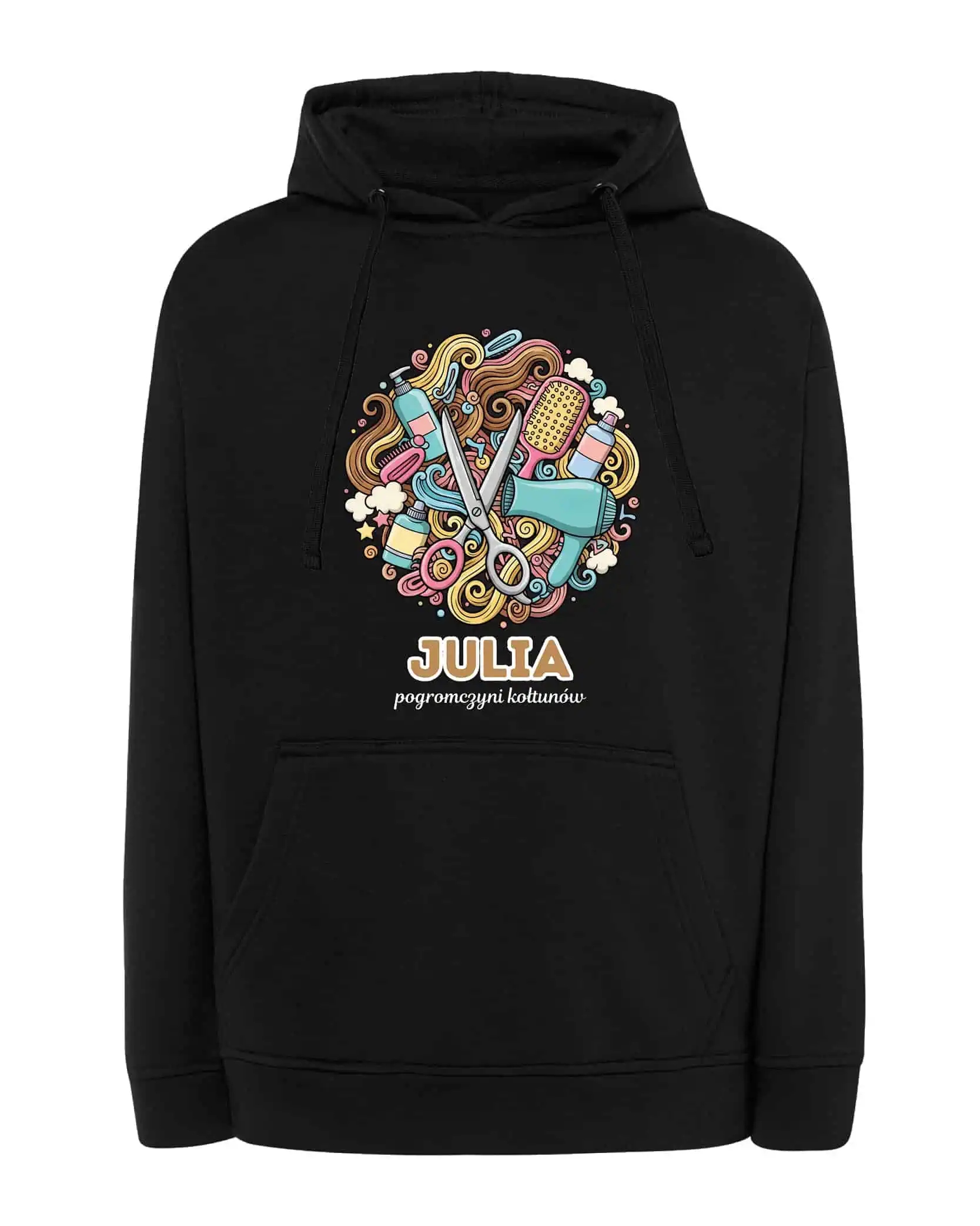 Mikina s kapucí Kadeřník Personalizovaná Ilustrační Černá M