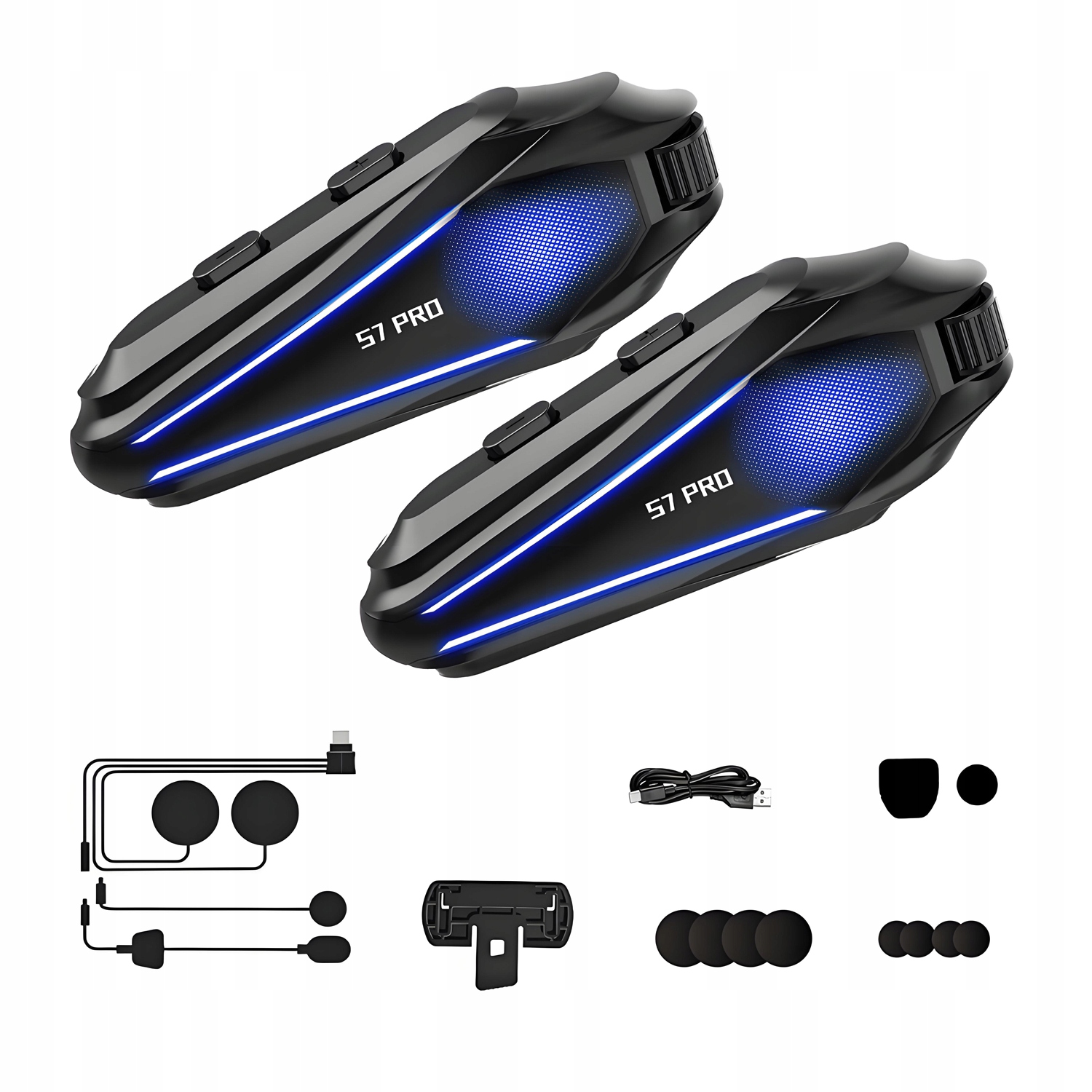 Motocyklový interkom na prilbu Bluetooth 5.3 Mesh Led IP67 800mAh pre 2 osoby