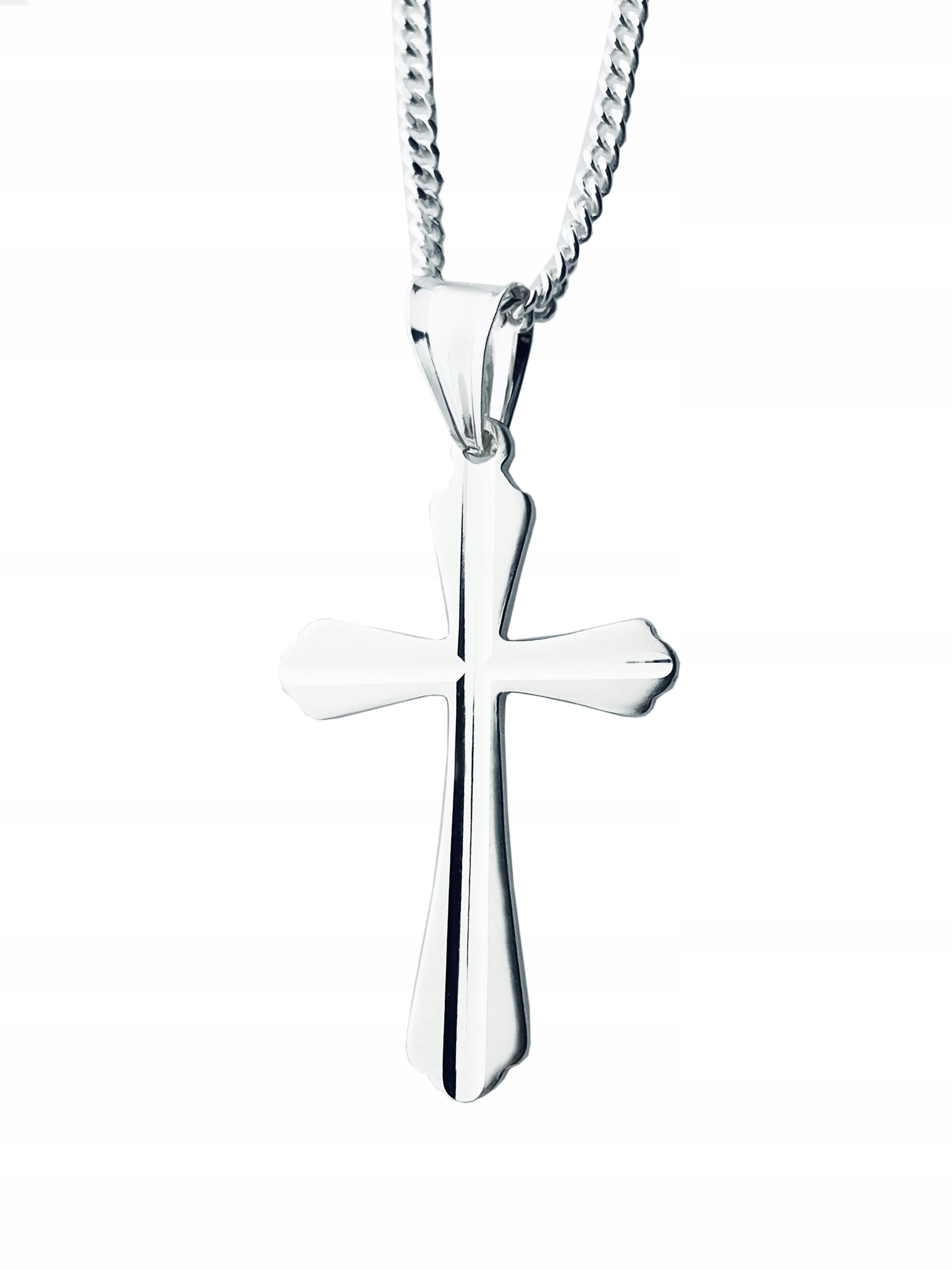 Stříbrný komplet náhrdelník řetízek pancíř přívěsek křížek frézovaný