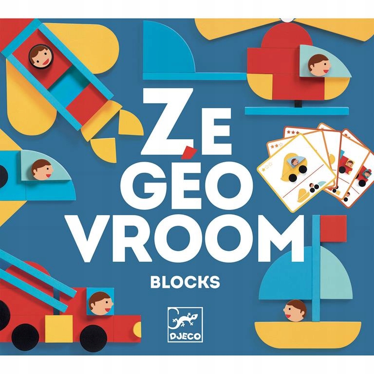 

Ze GeoVroom Układanka Pojazdy drewno Djeco 3+