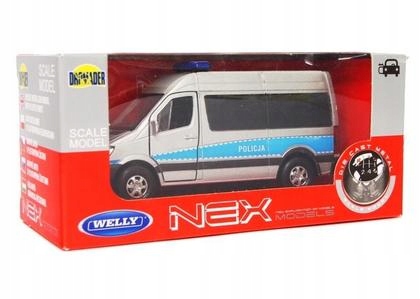 Mercedes Sprinter 1:34 Policja srebrny WELLY /Welly