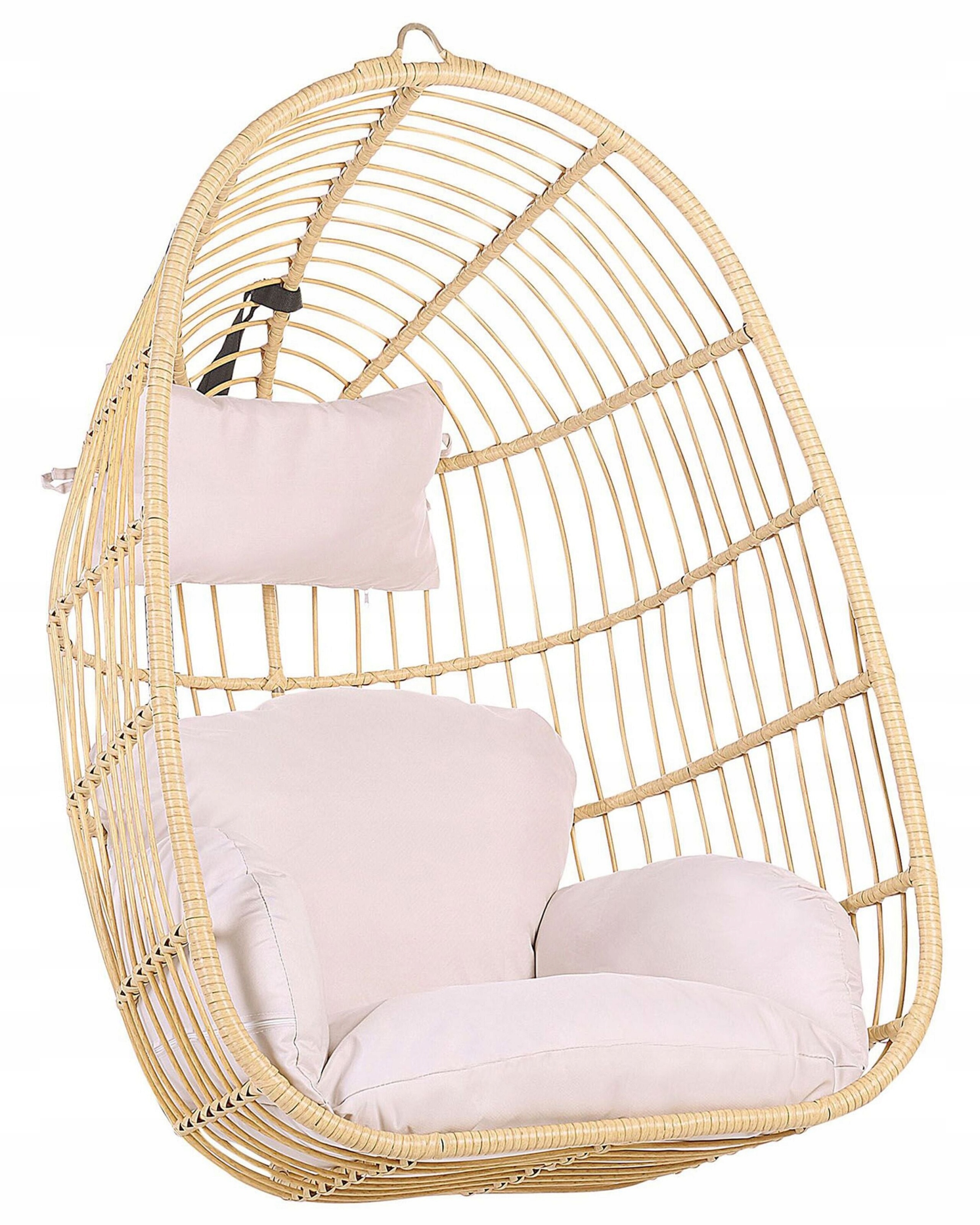Fotel wiszący jajo bujane rattan beżowy