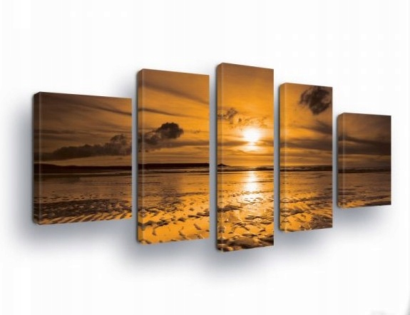Obraz 170x100 Západ slnka more pláž breh obloha mraky krajina