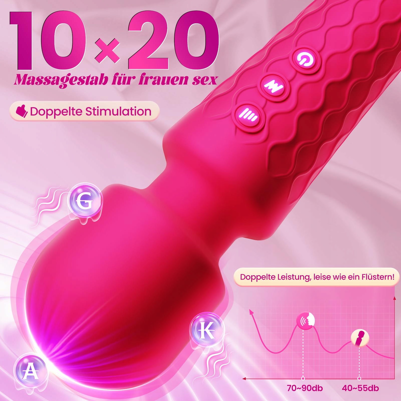 GOBEKEN Wibrator Dla Kobiet Dildo Z Aplikacją Zestaw 20 Trybów Różowy — miniatura 2