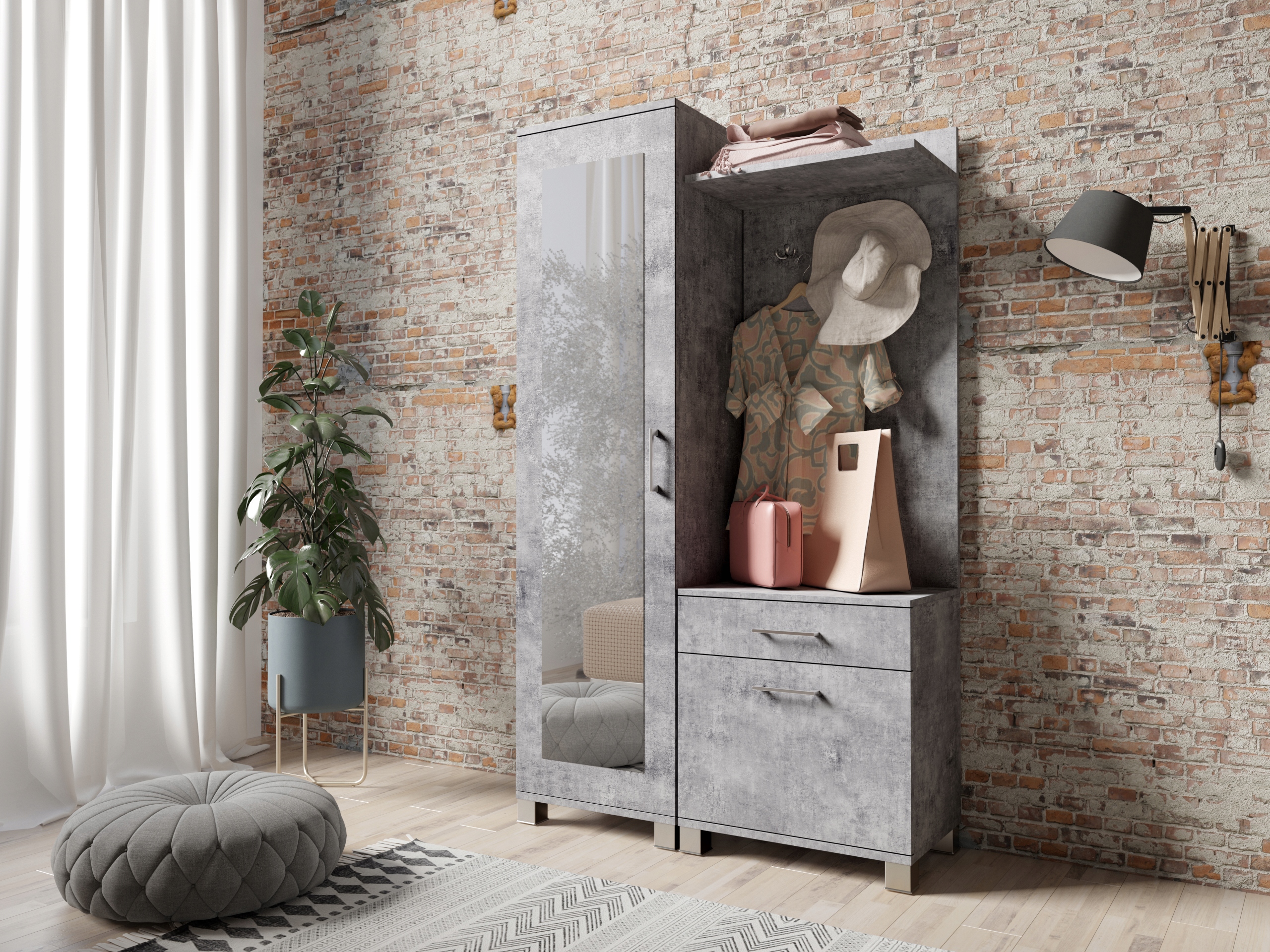 GARDEROBA PRZEDPOKÓJ WIESZAK BIAŁA NOWOCZESNA Kolor mebla biały