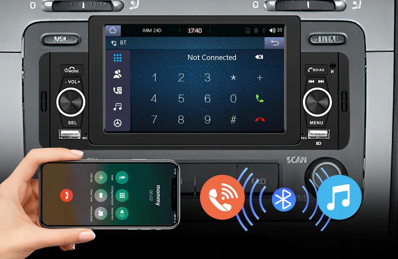 RADIO SAMOCHODOWE 1 DIN USB DOTYKOWE ANDROID AUTO CARPLAY MIRROR LINK Radio pasmo AM pasmo FM