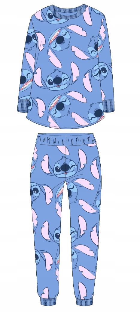 Vtipné Teplé Velurové Pyžamo Lilo A Stitch Celé V Stitche Pyžamo Velur S