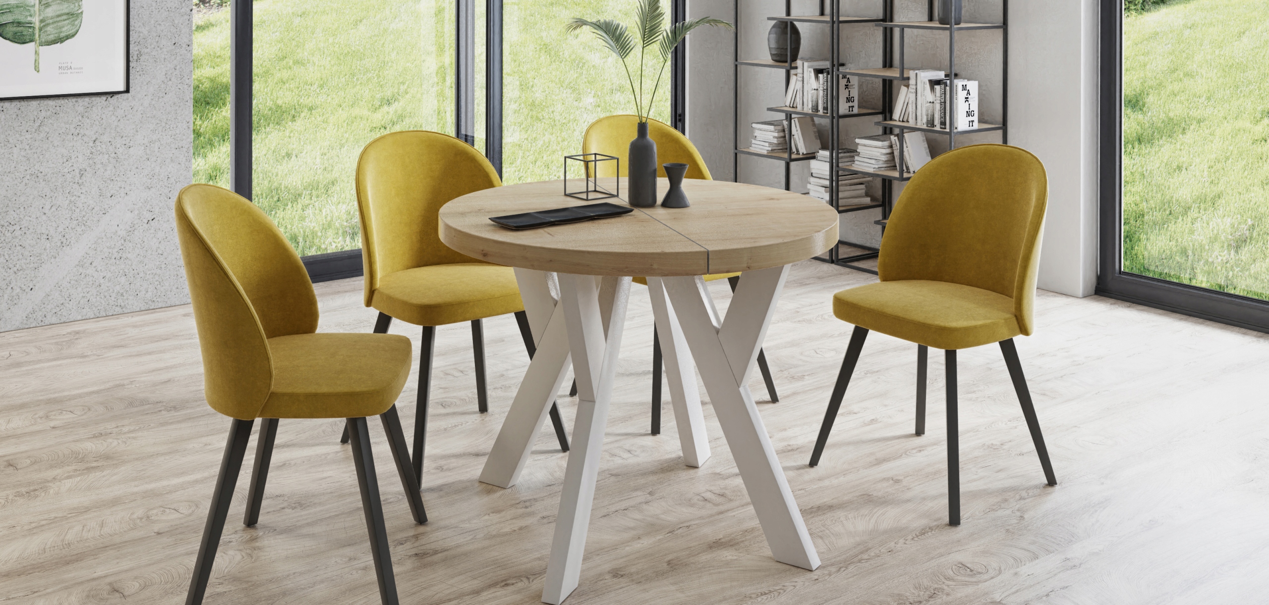 OKRĄGŁY STÓŁ 100/200 rozkładany LOFT PERO Materiał blatu płyta laminowana