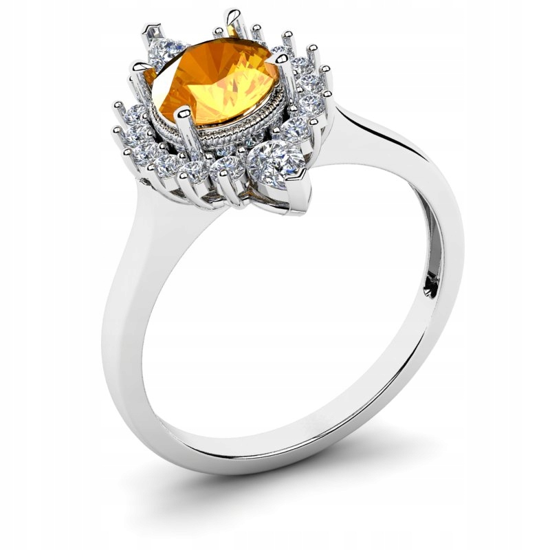 

Pierścionek Z Białego Złota Z Cytrynową Cyrkonią