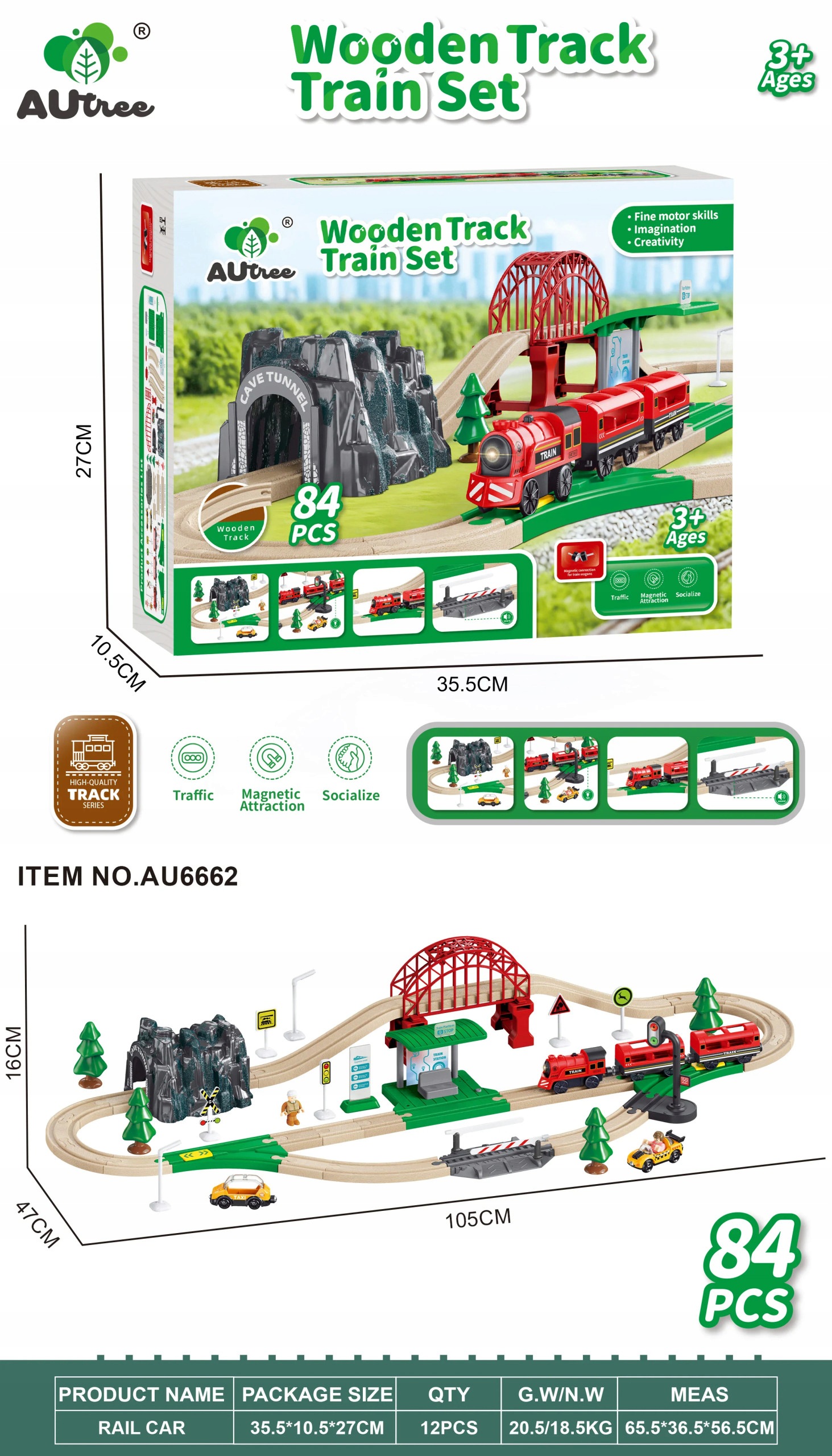 Tor Kolejka z Drewnem 84el. Ramiz