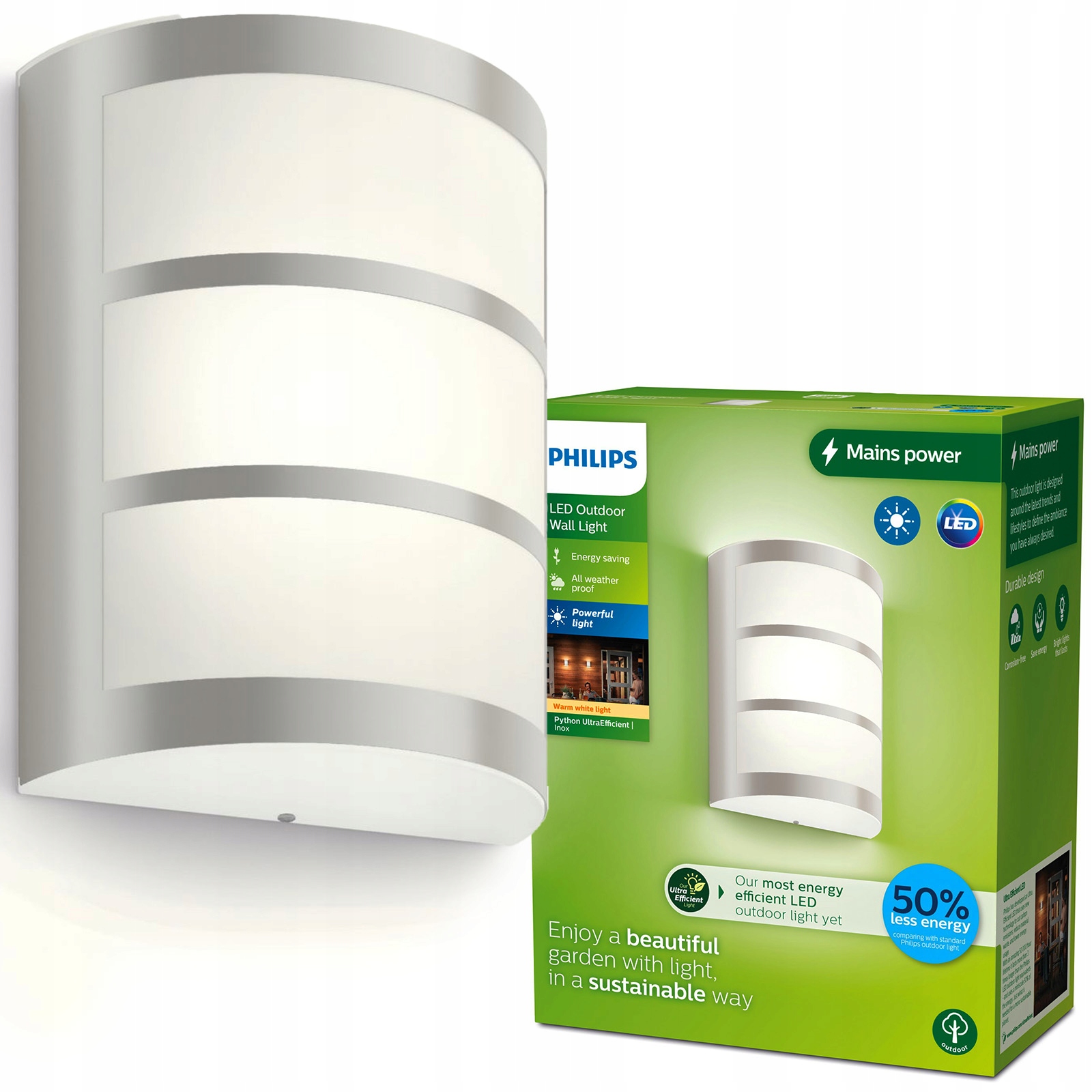 Zahradní Led svítidlo Fasádní nástěnné svítidlo Python Pohybový senzor IP44 Philips