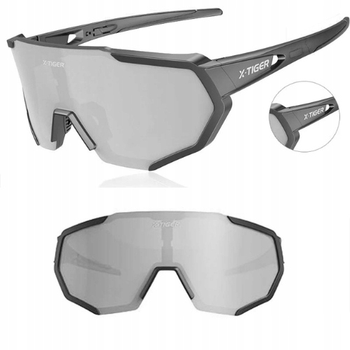 OKULARY ROWEROWE POLARYZACYJNE SZOSOWE GOGLE KOLARSKIE X-TIGER ZESTAW Model 1