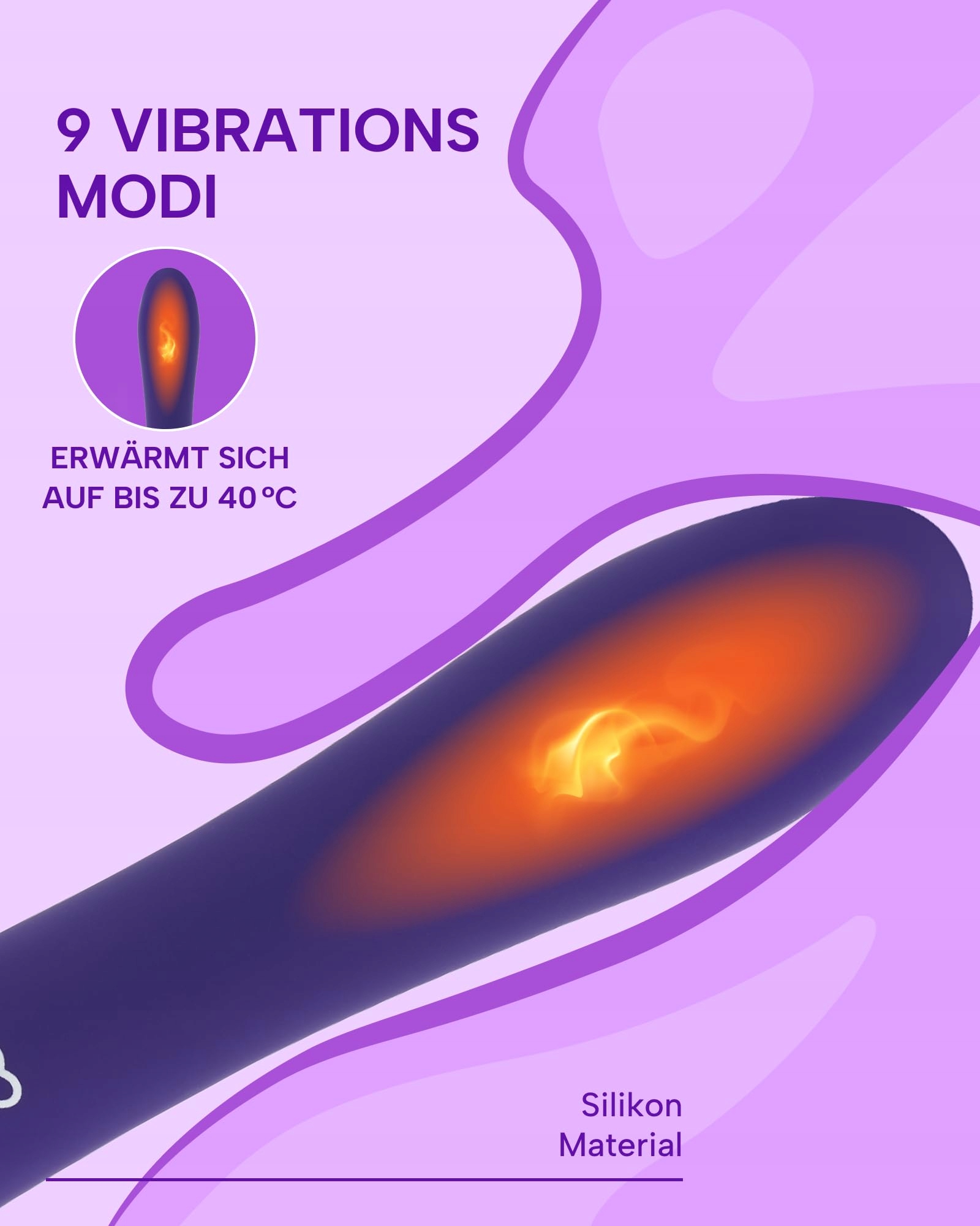 MYSECRETCASE Wibrator Dla Kobiet Podgrzewany Dildo 9 Trybów USB Wodoodporny — miniatura 2