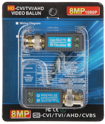 TRANSFORMATOR WIDEO AHD HD-CVI HD-TVI 8 MPX 4K ADAPTER UTP