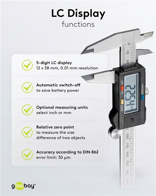 Suwmiarka cyfrowa dla gospodarstw domowych i przemysłu 150 mm / 6 cali EAN (GTIN) 4040849770012