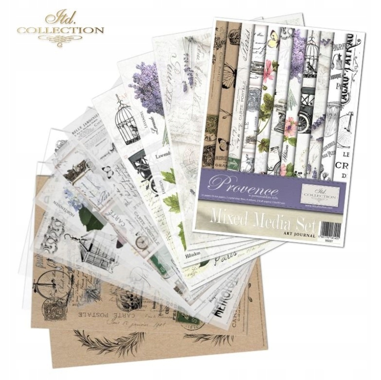 Kreativní sada Provence, 11 papírů A4 na decoupage, scrapbooking