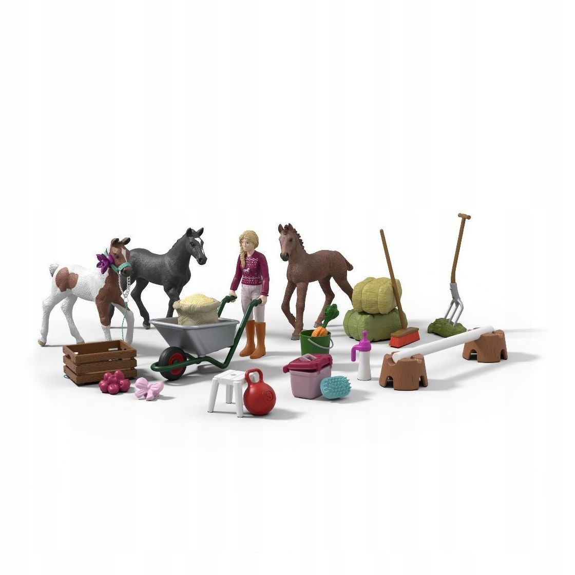 Адвент-календарь Schleich Horse Club 99178 2025, 3 жеребёнка, фигурка Сары и аксессуары, от 3 лет — фото 2