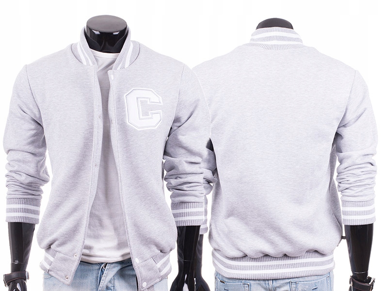 Šedá baseballová mikina pánská mikina se stojáčkem Lamon Premium Polská Značka XL