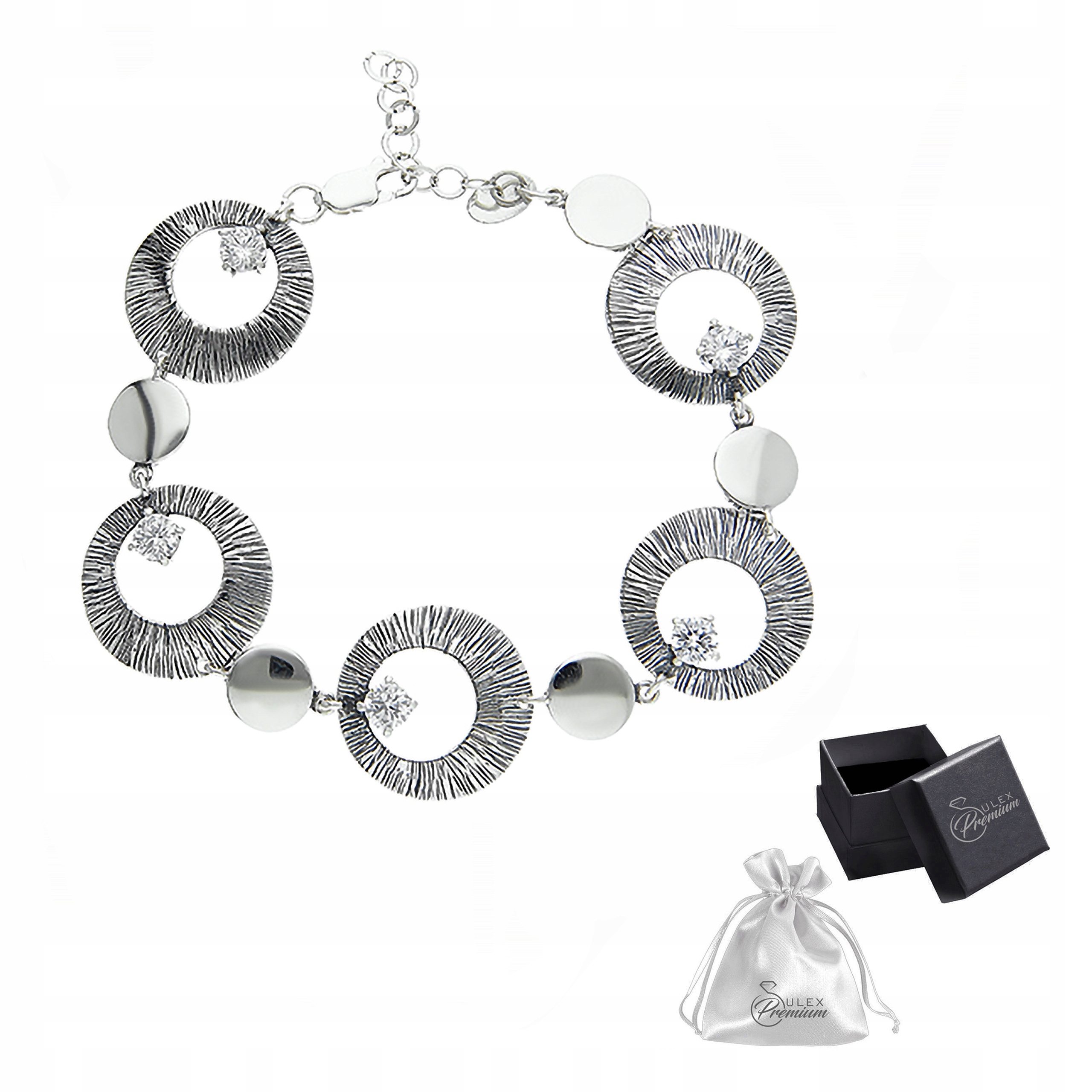 Stříbrný náramek ryzost 925 Klasický náramek se zirkony Dárek