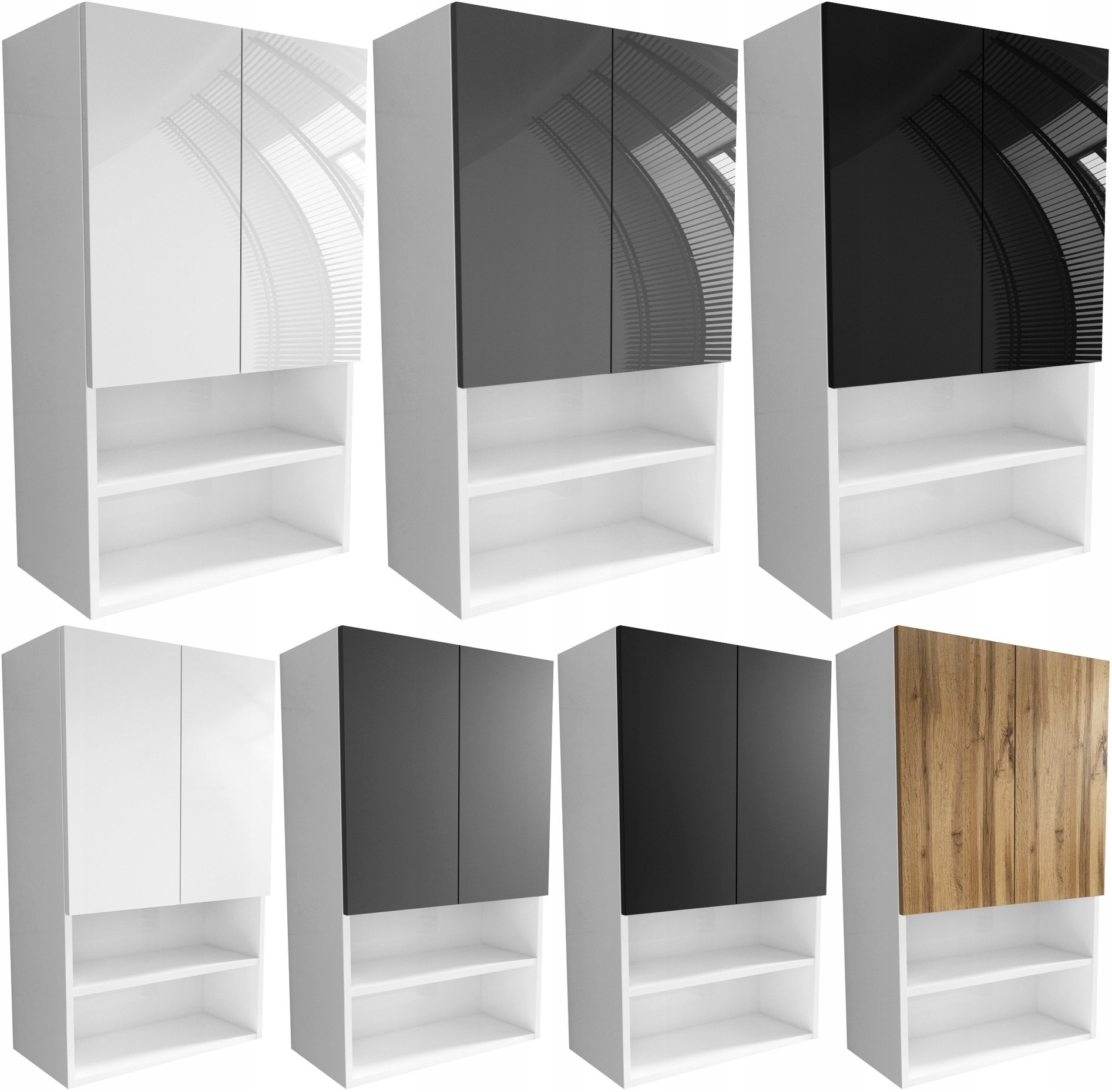 Szafka wisząca nad pralkę 60 łazienkowa biała WYSOKI POŁYSK 60cm Kolor mebla biały