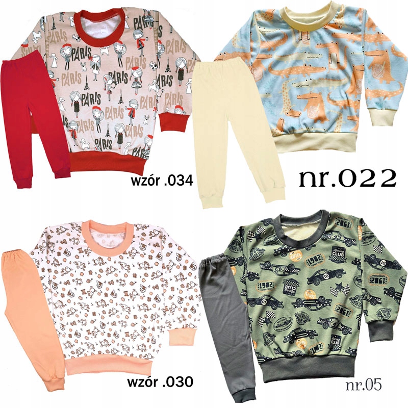 Piżamki Długi Rękaw 100% bawełna POLSKIE + wzory świąteczne 98 cm Rękaw długi rękaw